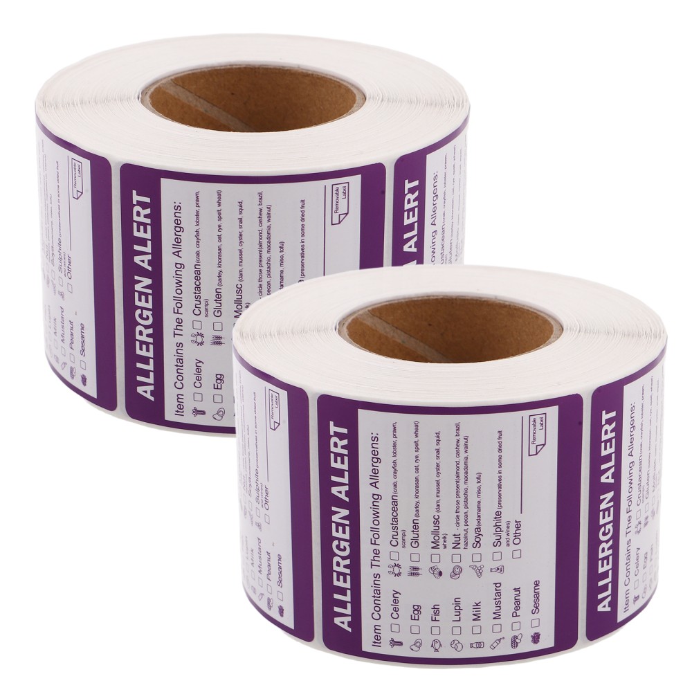 2 Rolls Allergen Label Notification Stickers Identification Labels