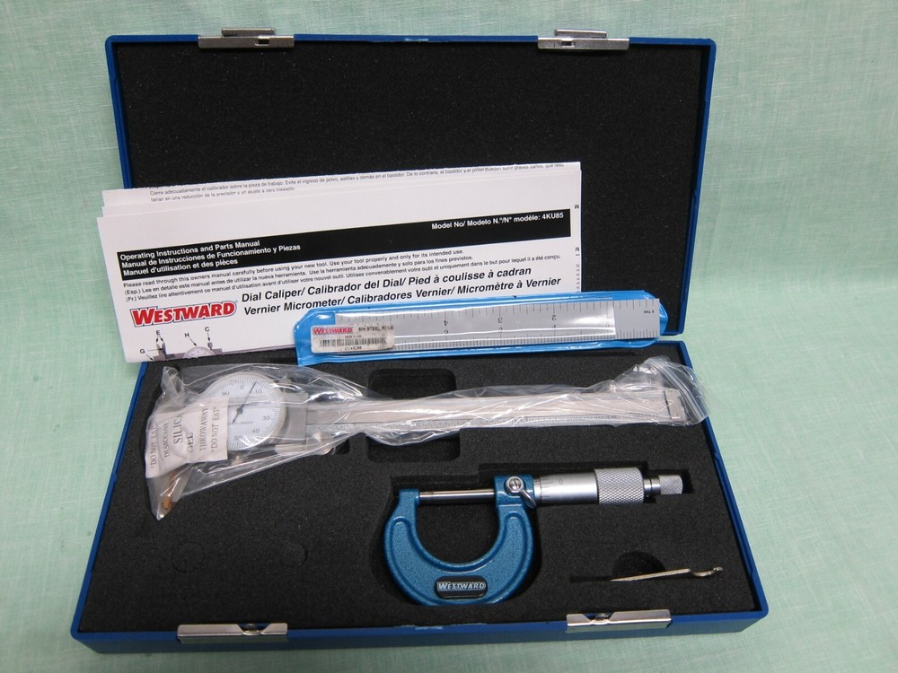 WESTWARD 4KU85 Precision Measuring Tool Kit 3pc
