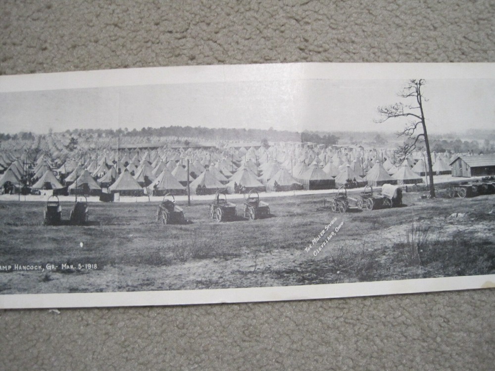 Antique & Original WW1 Panoramic 112th Infantry Camp Hancock, GA