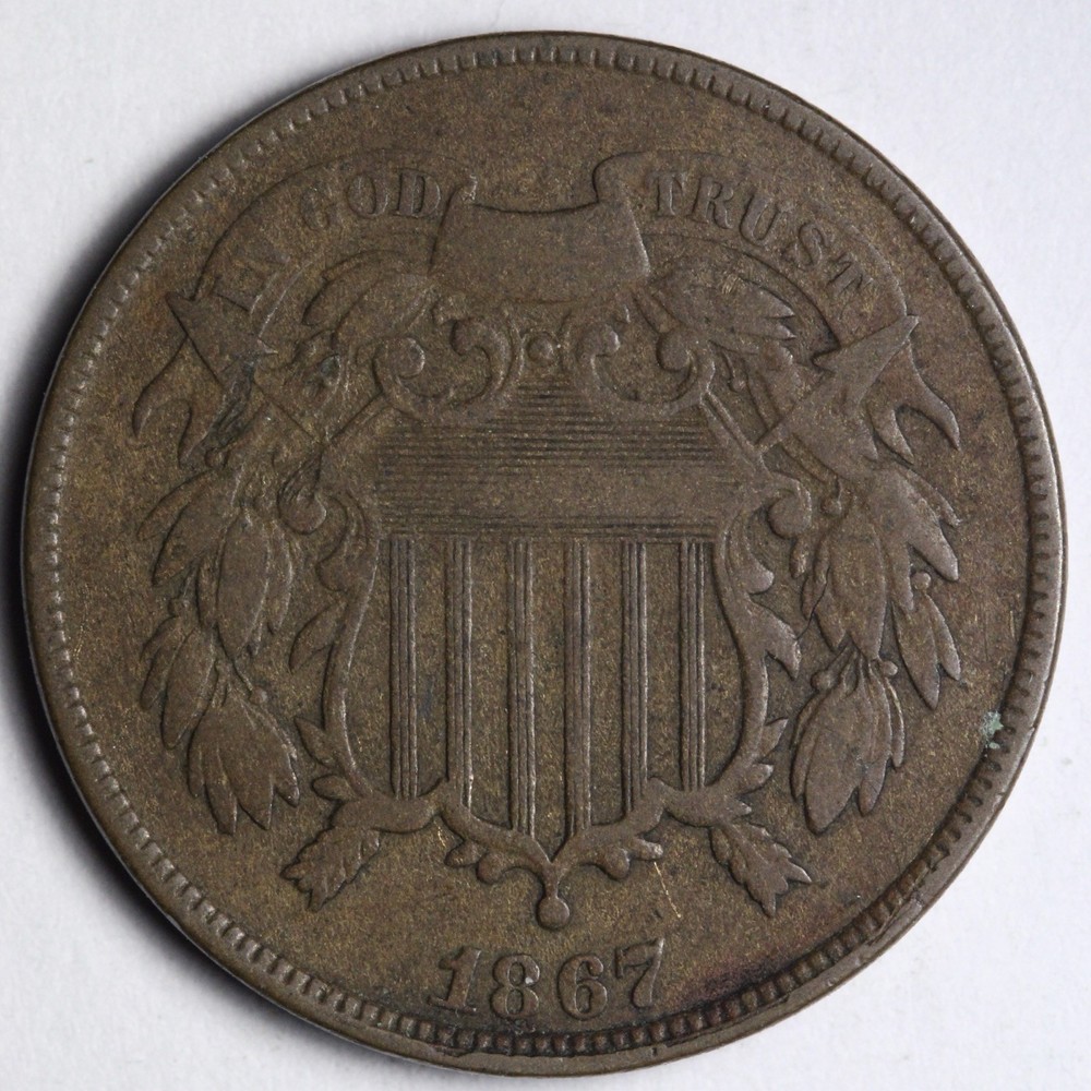 1867 Two 2 Cent Piece VF+/XF E174 ZKEZ
