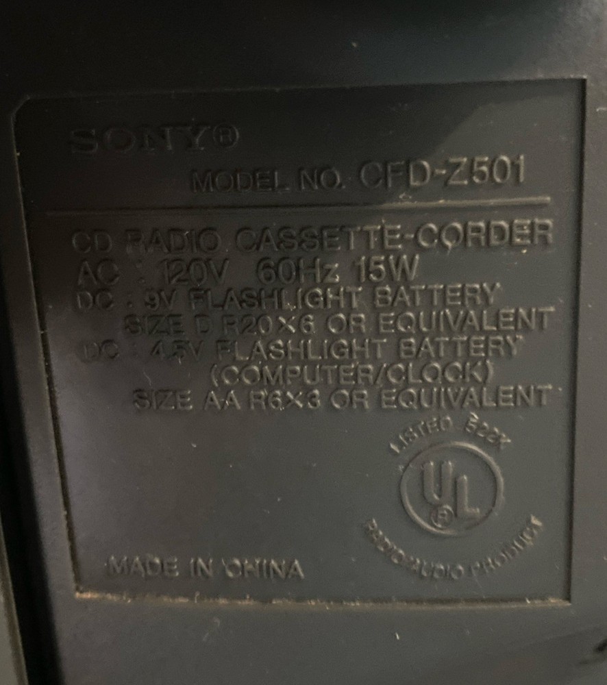 Sony CFD-Z501 AM/FM CD/Cassette Player All Working
