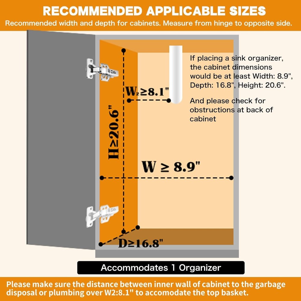 Under Sink Organizer 2 Tier Under Sink Organizers & Storage Adjustable Height