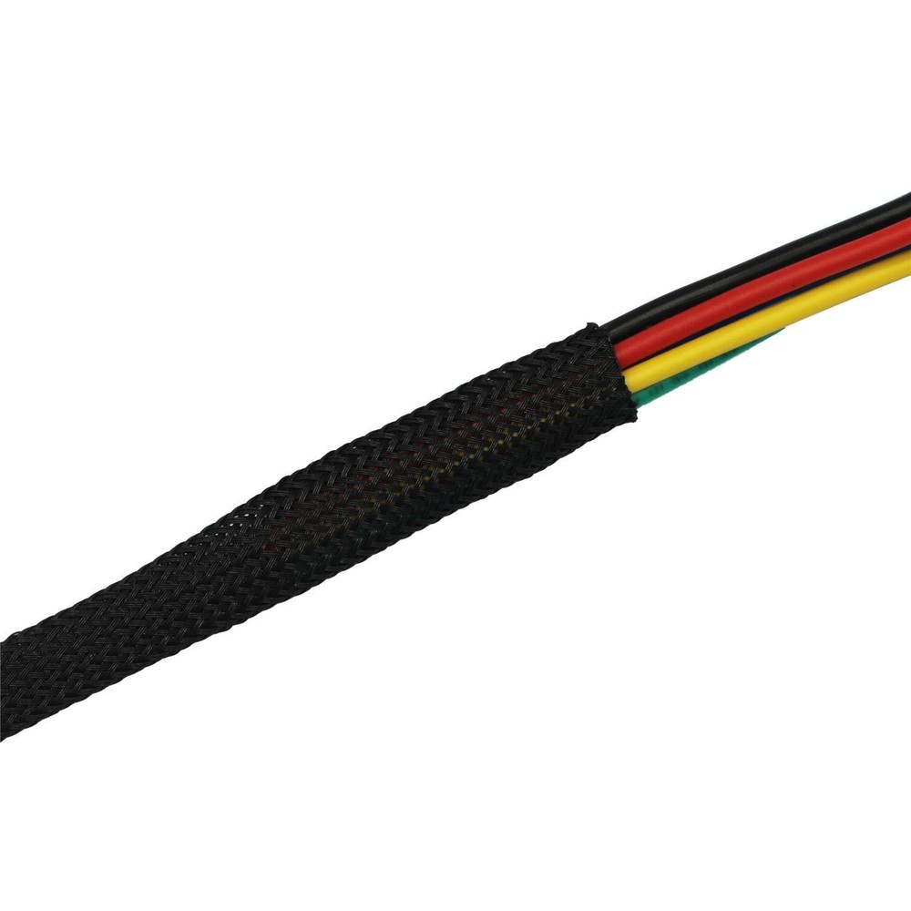30ft PET Expandable Sleeving Wire Cable Sleeve 1/2, Black