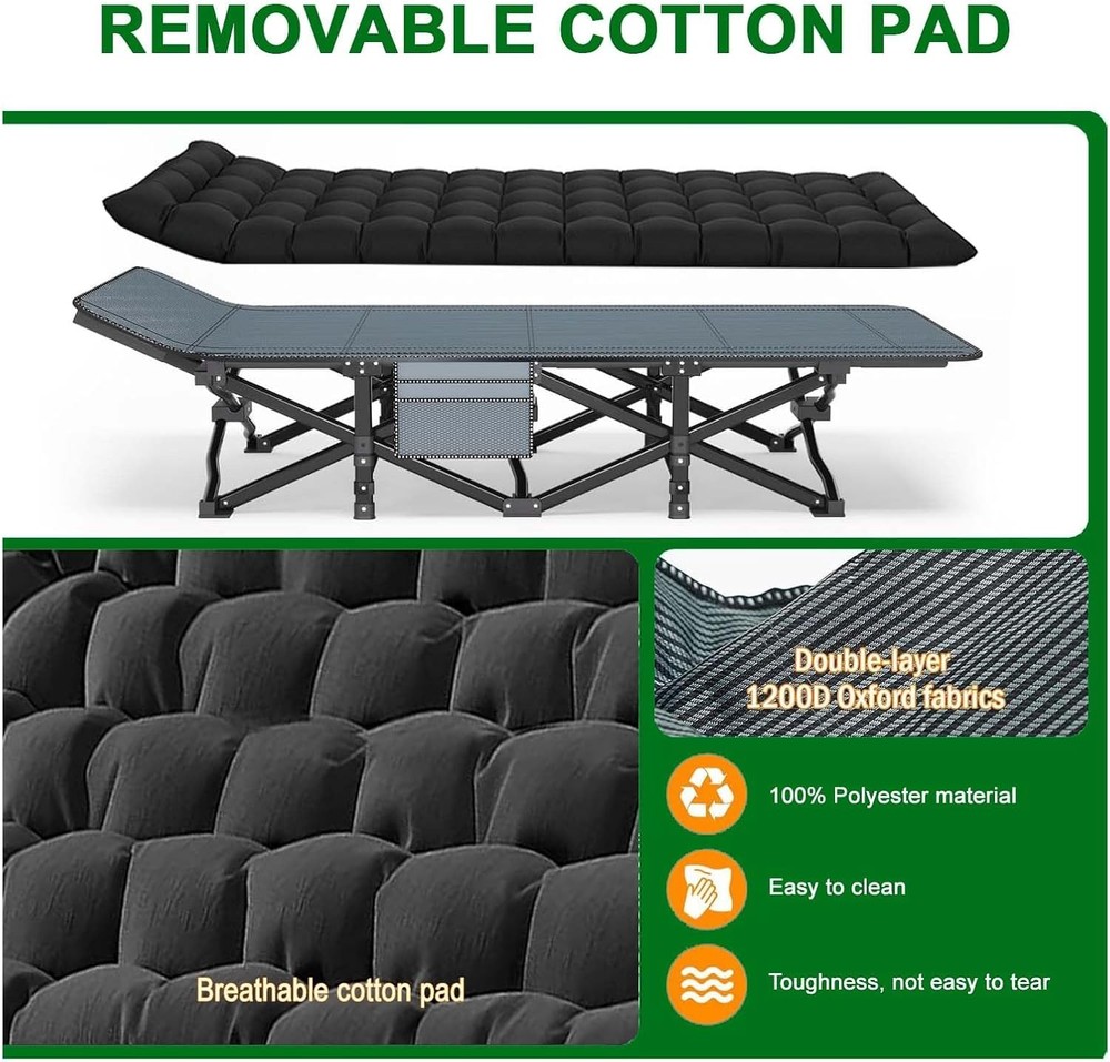 Camping Cot Extra Wide W/ Thick Mattress Folding Oversized