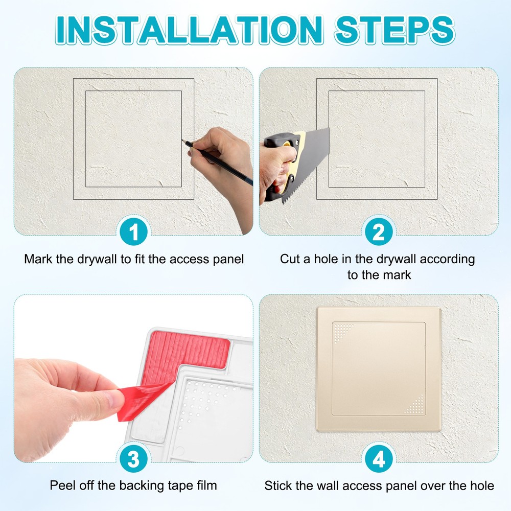 1-Pack Access Panel for Drywall, 6x6" Plastic [Gold Tone, Vented Square]