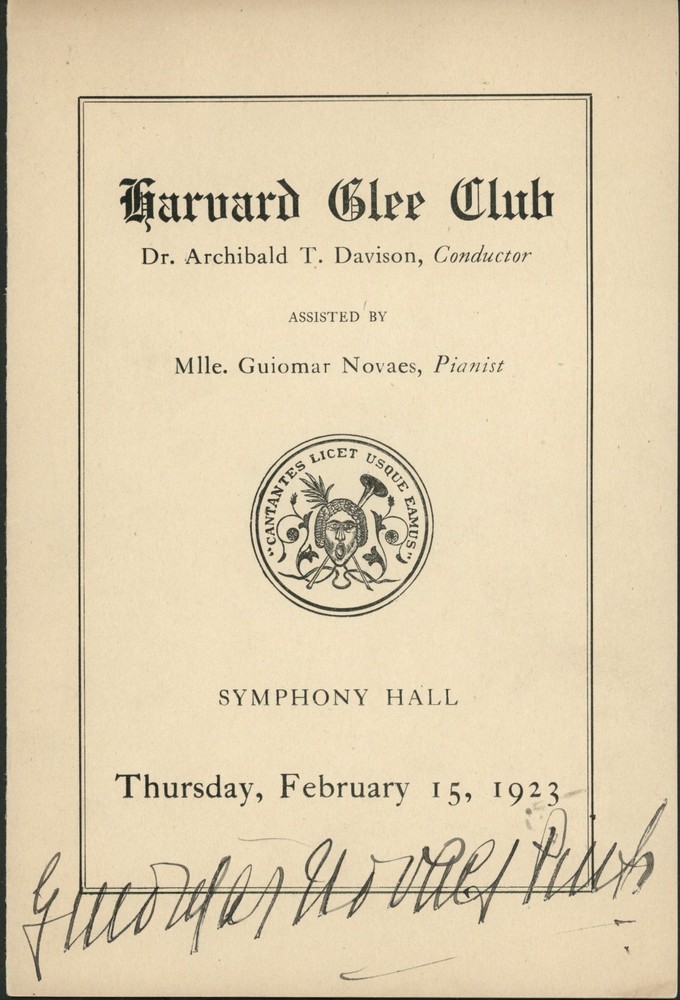 Pianist Guiomar Novaes Autographed Program - 1923