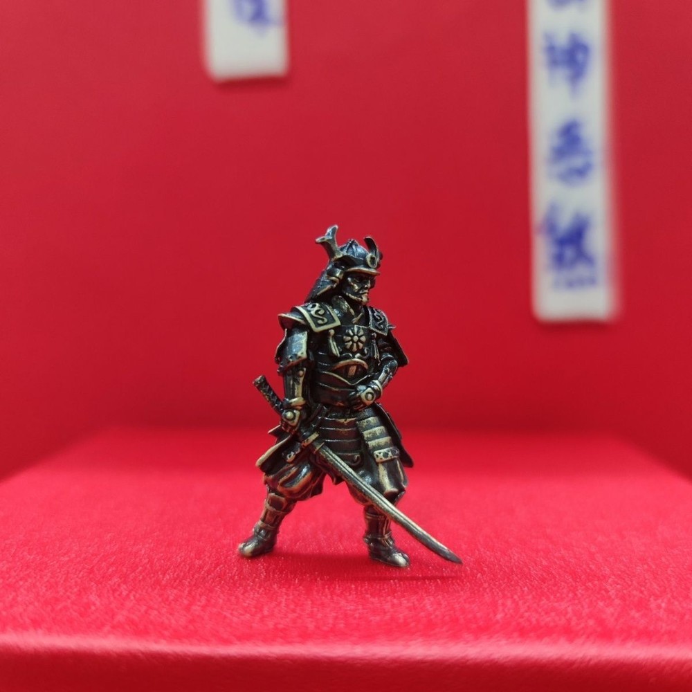 1PC Black Solid Bronze Slash Samurai Ancient Soldier Statue Piece Crafts New