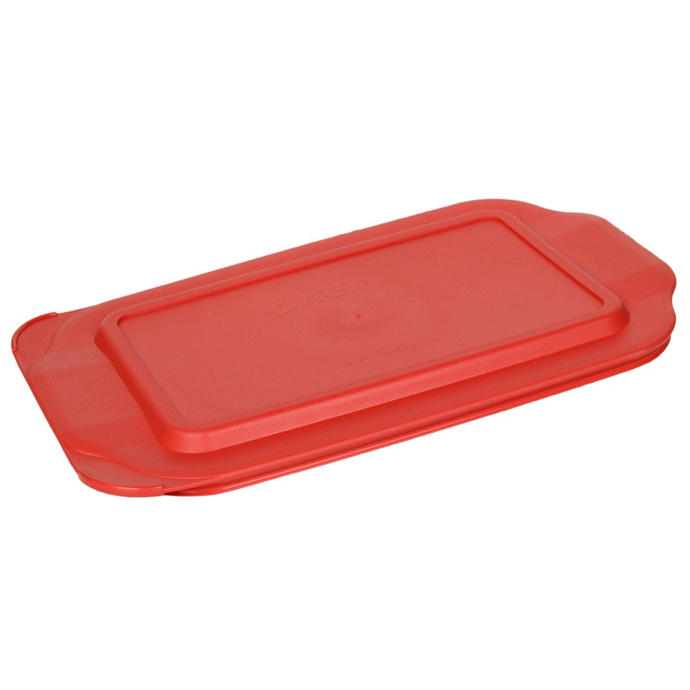 Pyrex (4) 232 2qt Glass Baking Dishes & (4) 232-PC Red Plastic Lid Covers