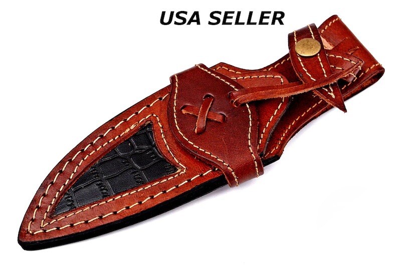 LEATHER KNIFE SHEATH ENGRAVED CUSTOM HANDMADE FIXED BLADE KNIFE HOLSTER