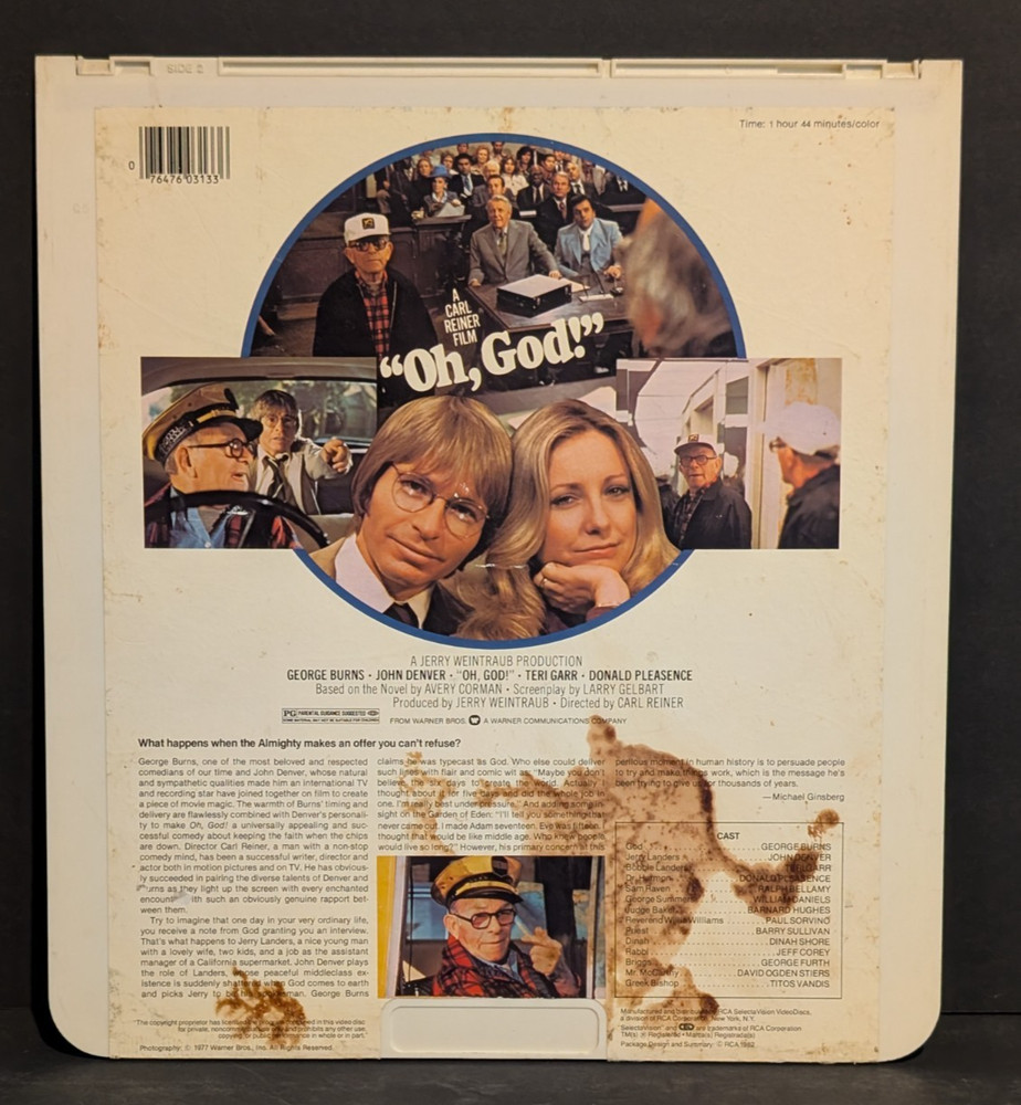 Oh, God! 1977 – RCA SelectaVision VideoDisc (CED)