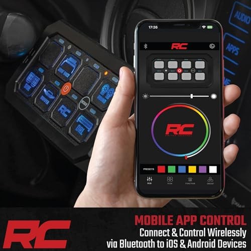8-Gang Bluetooth RGB Backlit Switch Panel & Relay System - Multicolor 8-Way