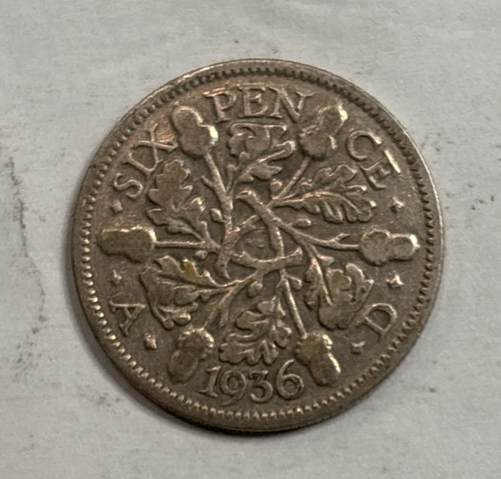 1936 British Silver! 6 Pence! ENN Coins
