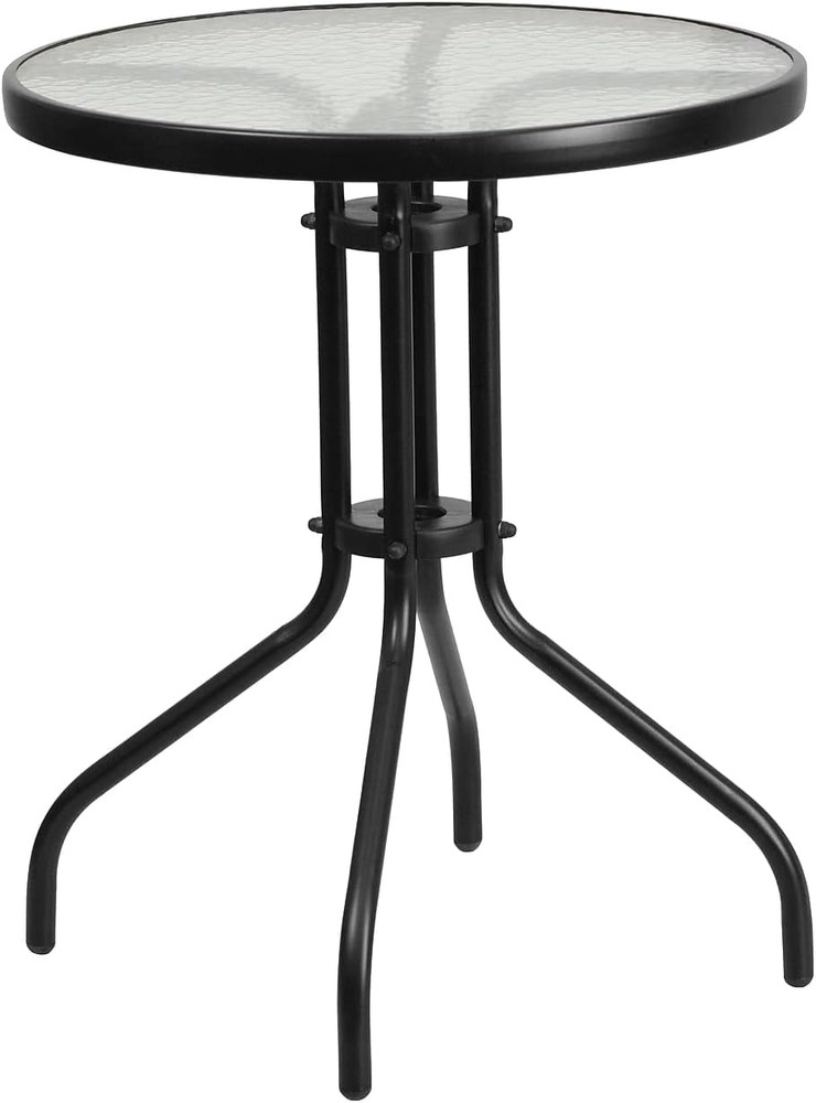 Brazos 3-Piece Outdoor Dining Set with Glass Table & 2 Stackable Chairs