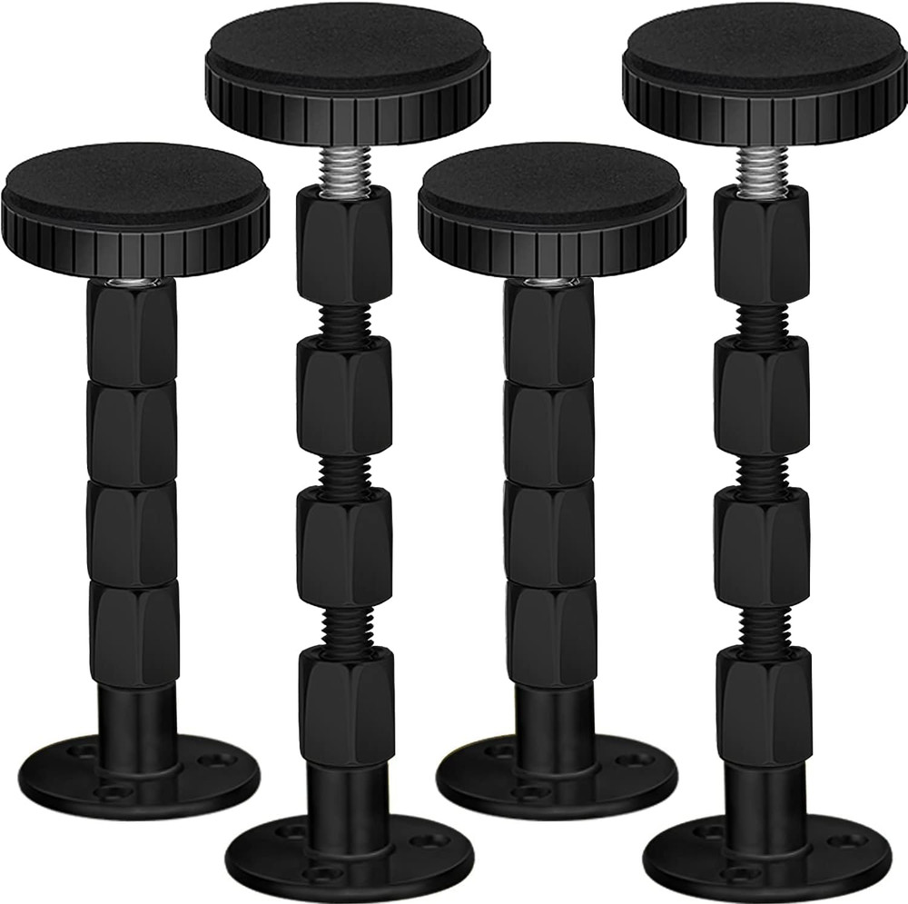 Adjustable Bed Frame Stabilizer Bumpers, 4-Pack Wall Protectors, Black