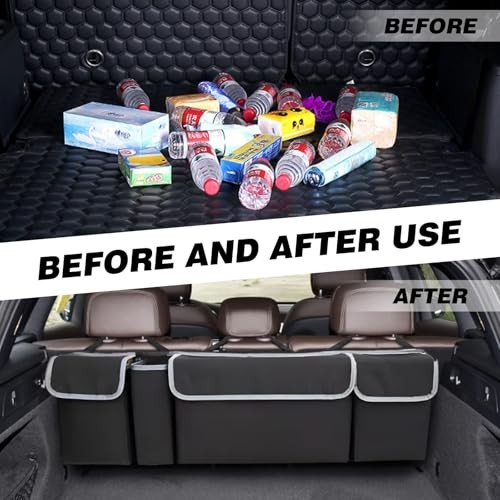 Car Trunk Organizer, Trunk Hanging Large Storage with Adjustable Style2 Black