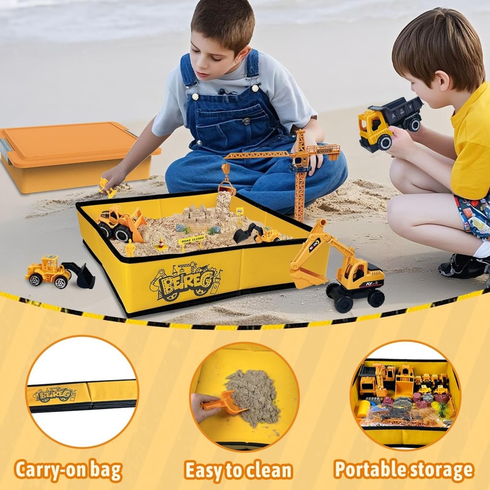 Construction Sensory Sand Kit - 42 PCS Building Set with 2lbs Magic Sand, 9 C...