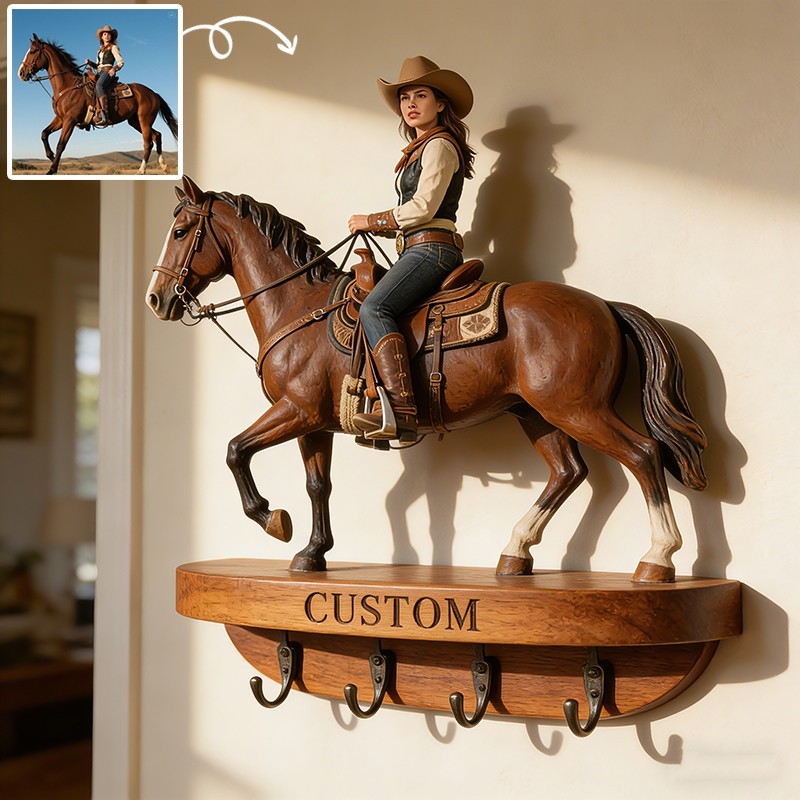 Personalized realistic horse portrait hooks key holder