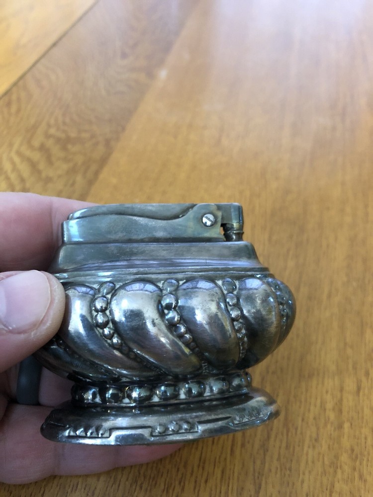 Vintage Silver Plate Ronson "CROWN" Table Lighter Unlit Wick Nice Newark NJ