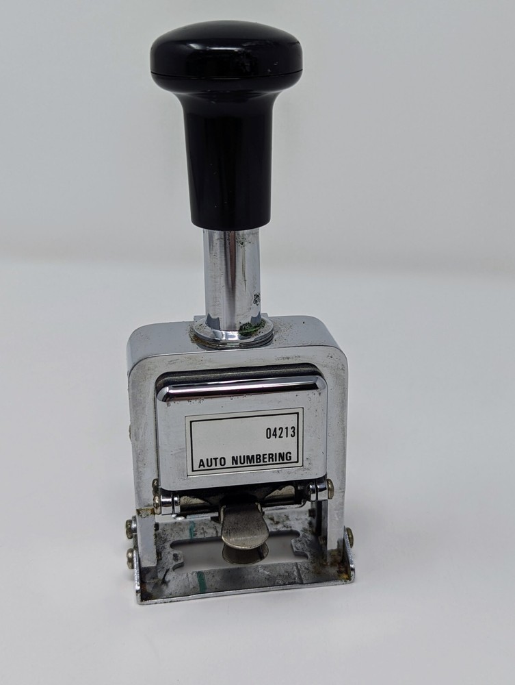W.T. Rogers Automatic Numbering Hand Stamp Punch Machine Model 04213