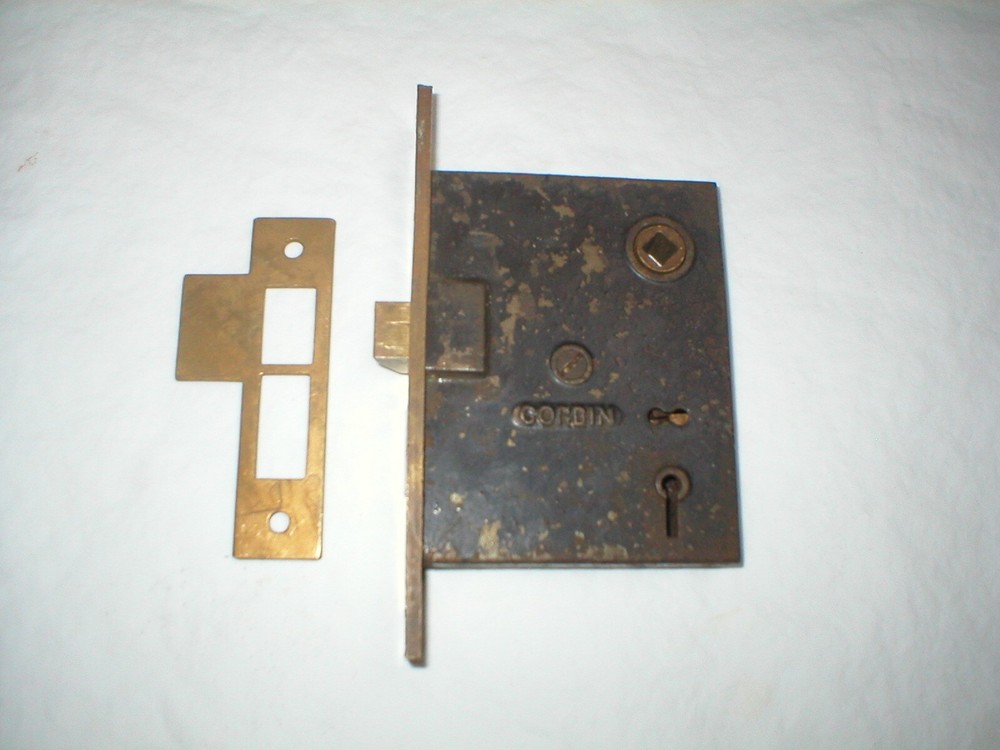 Antique Corbin Mortise Lock and Striker Plate