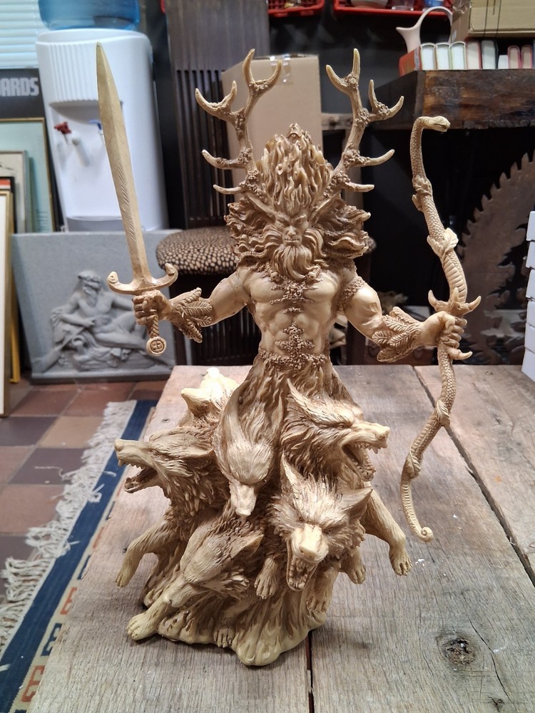 Cernunnos Horned God With Wolves Statue