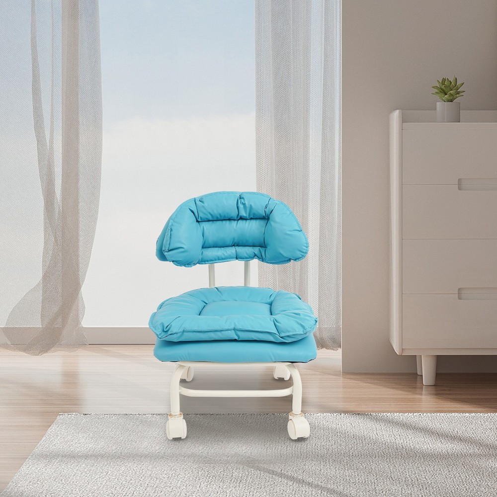 Minimalist Style Rolling Stool W/ Back Rest Sponge Heavy Duty Rolling Stool