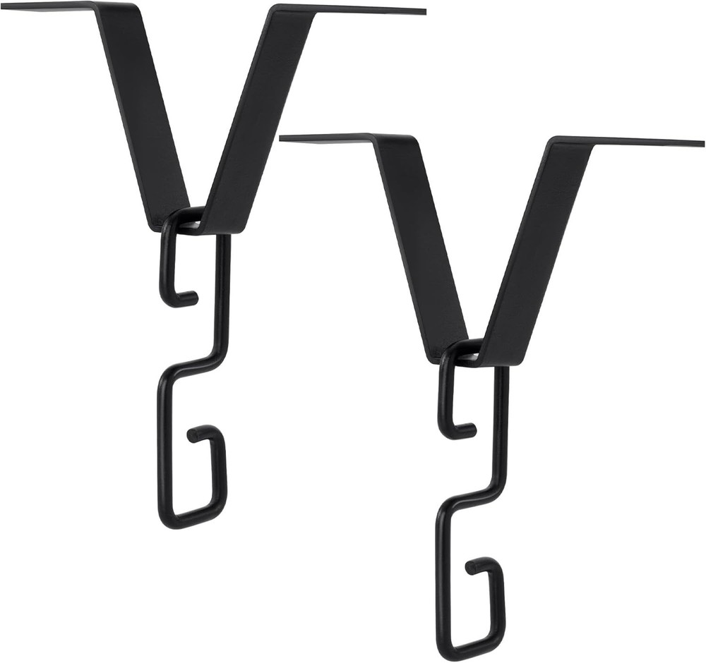 2 Sets Rain Chain Clips - V Type Black Gutter Hooks for Outdoor Elegance