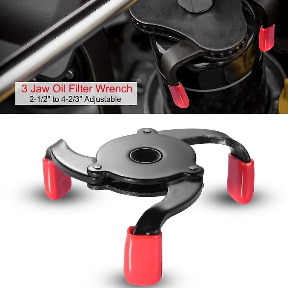 Car 3 Jaw Oil Filter Wrench Adjustable Spanner Remover Tool Universal