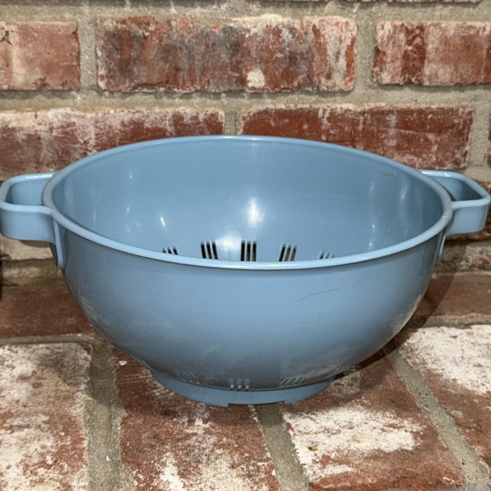 Vintage MCM Large BLUe Colander Strainer Kamenstein