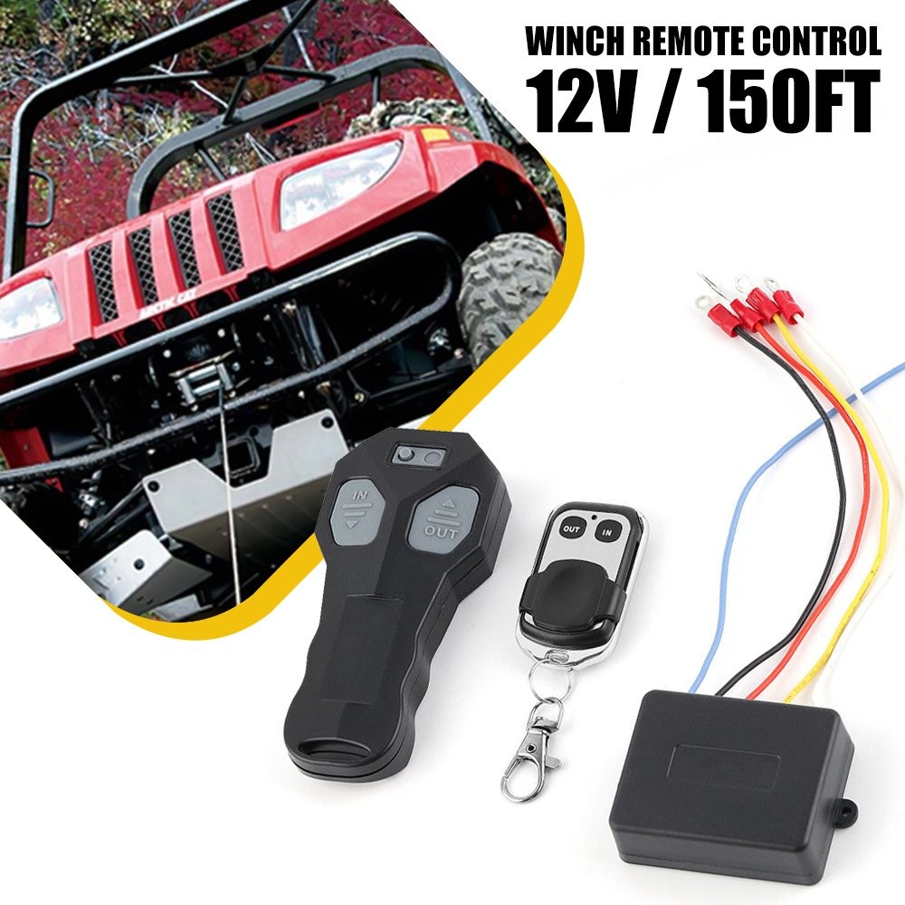 Black Car Vehicle Winch Wireless Remote Control KeyFob Transmitter Receiver Kit`