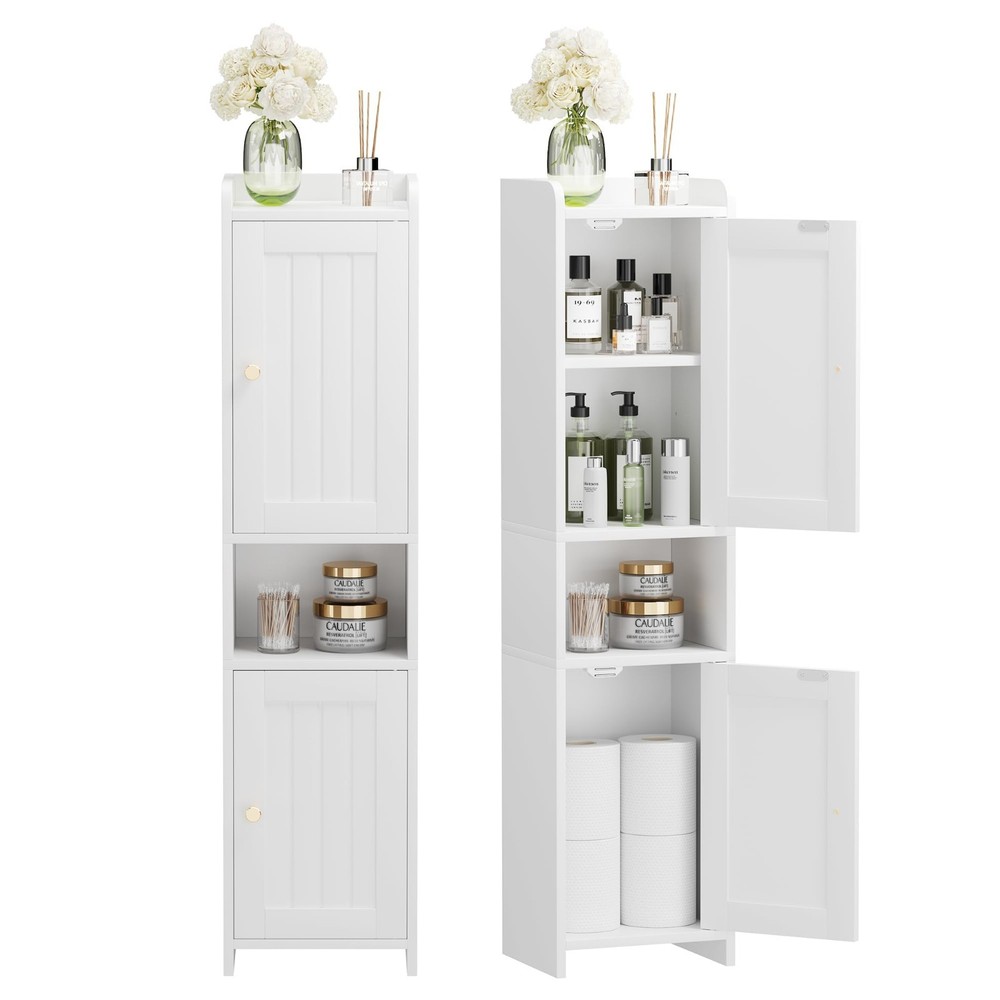 Freestanding Bathroom Cabinet with 2 Doors, Adjustable Shelf, Small Storage Unit