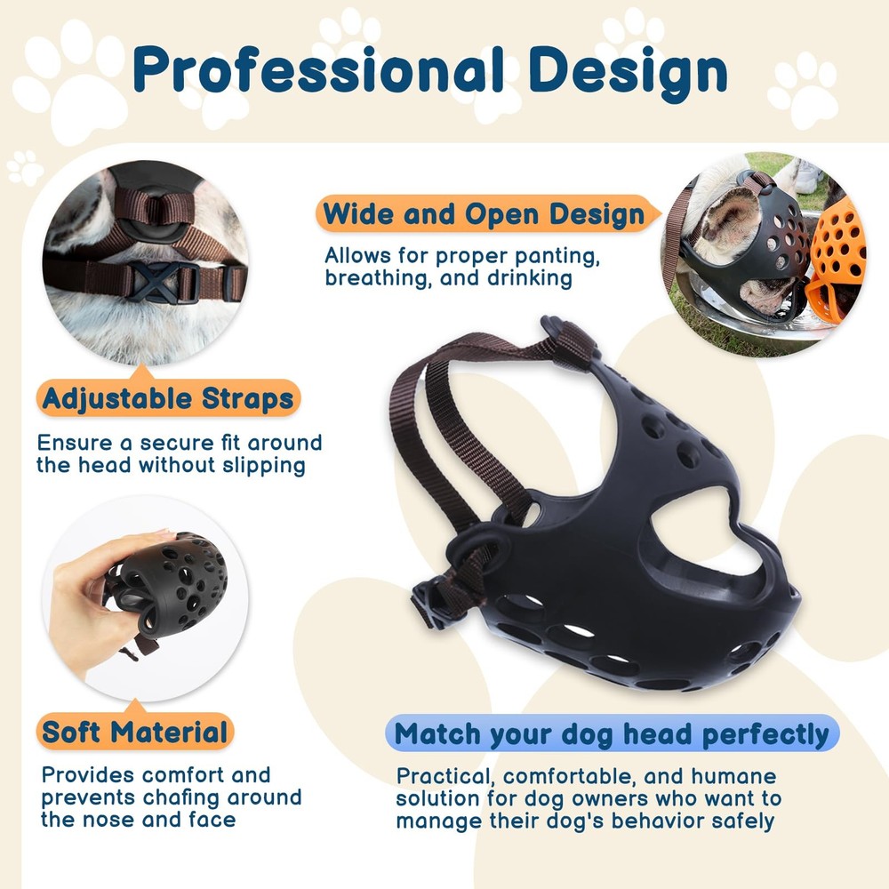Dog Muzzle for Short Snout, Soft Frenchie Muzzle for Biting, Chewing, Licking...