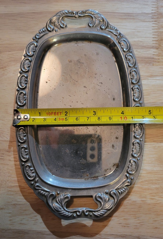 Ornate Silver-Tone Serving Tray