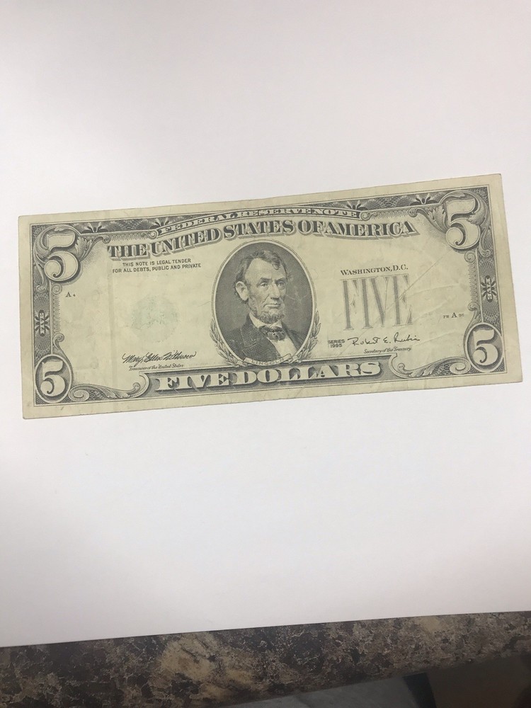 1995 $5 Error Note - Overprint On Back - Rare, Ungraded (#Cm82)