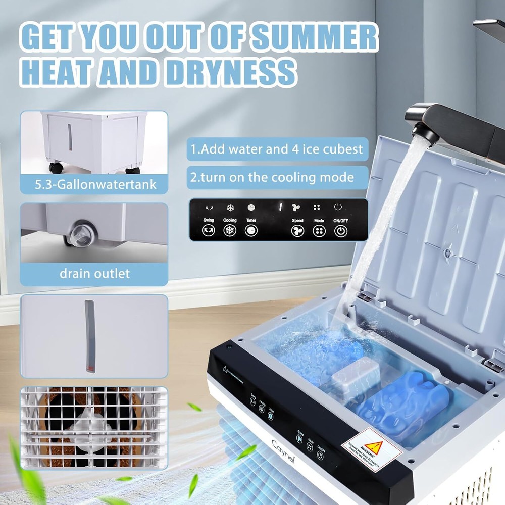 8 GallonEvaporative Air Cooler Conditioner Touch Screen & Remote Control 12-Hour