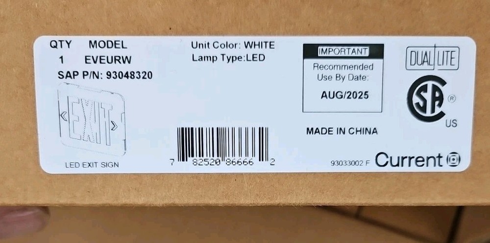 DUAL LITE EV LED EXIT SIGN EVEURW