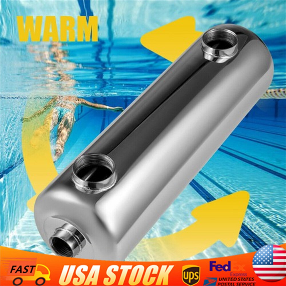 Pool Heat Exchanger Tube 200K Same Side 1"+ 1 1/2"FPT FAST 304 Stainless Steel