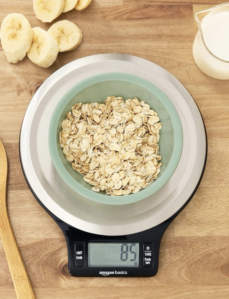 Amazon Basics Digital Kitchen Scale with LCD Display, Tare Function, Up To 11 LB