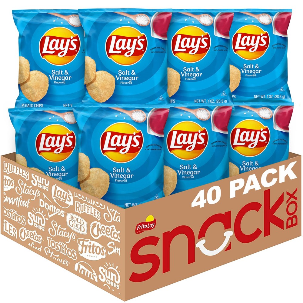 Salt & Vinegar Flavored Potato Chips, 40 Count