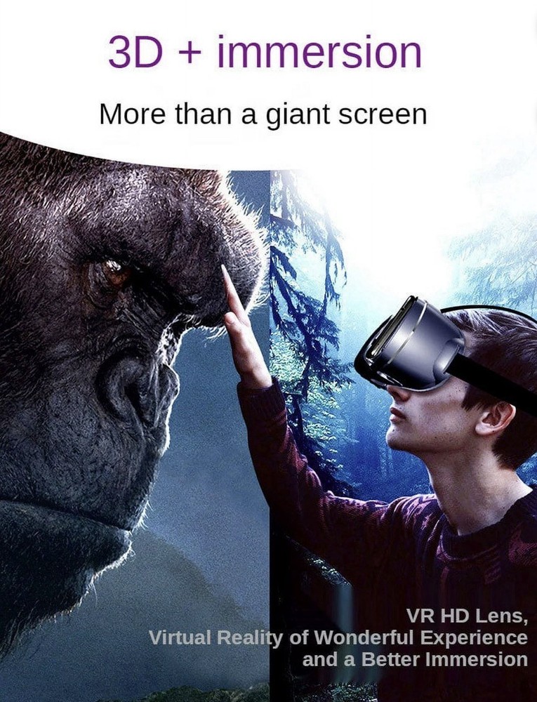 VR Headset with Controller Adjustable 3D VR Glasses Virtual Reality Headset