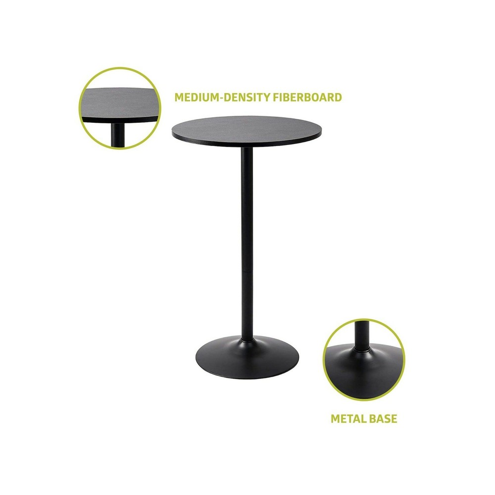 Pearington Santina 2 Pack Round Bar and Pub Table, Black 2-Pack