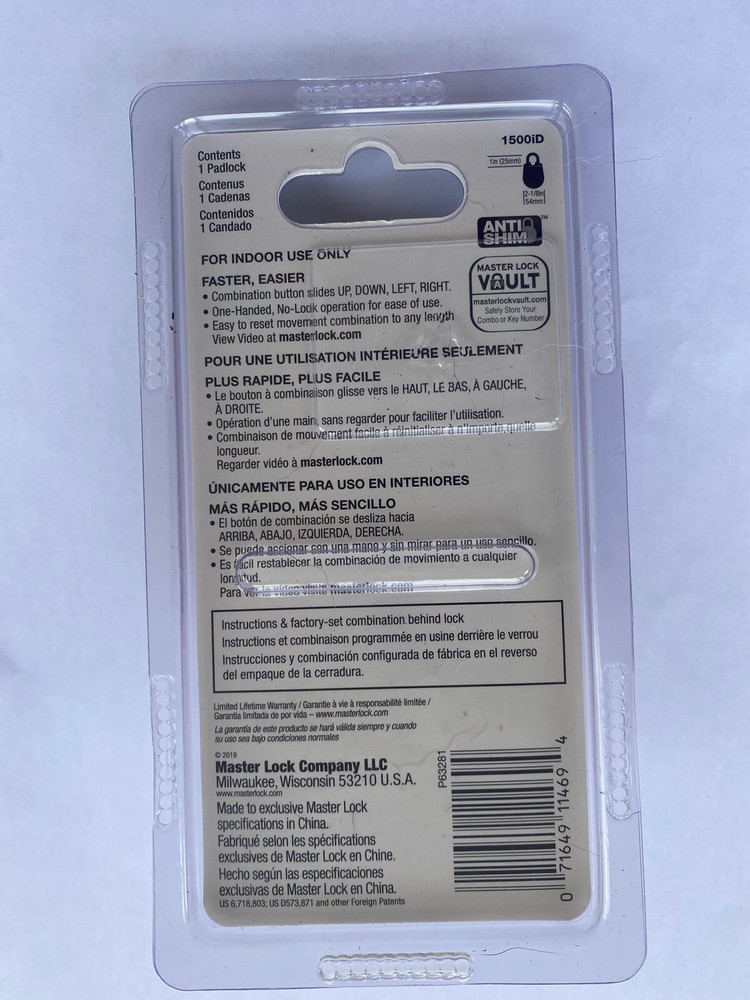 Master Lock Speed Dial Resettable Combination 1500iD Directional Movement RED