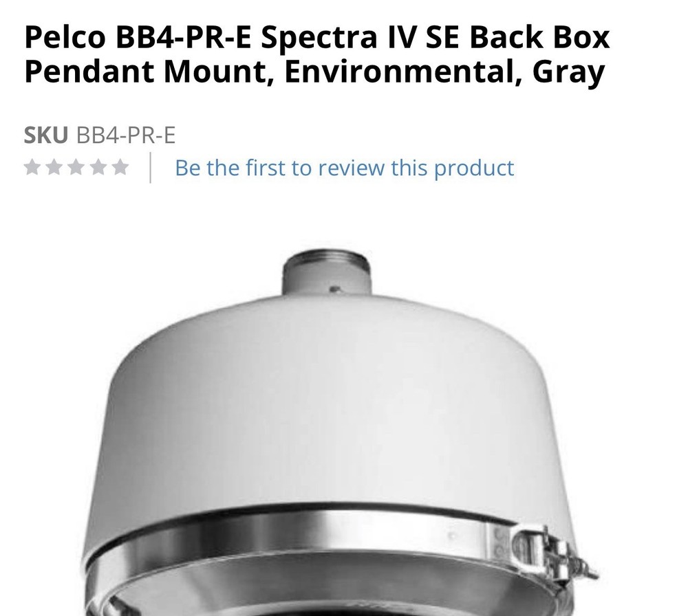 Pelco BB4-PR-E Spectra IV SE Back Box Pendant Mount, Environmental, Gray