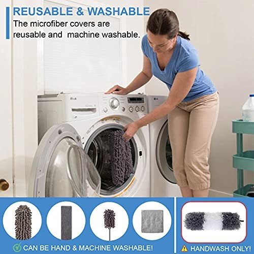 Microfiber Duster Kit for High Ceiling Microfiber Duster 6 Kit Grey & White
