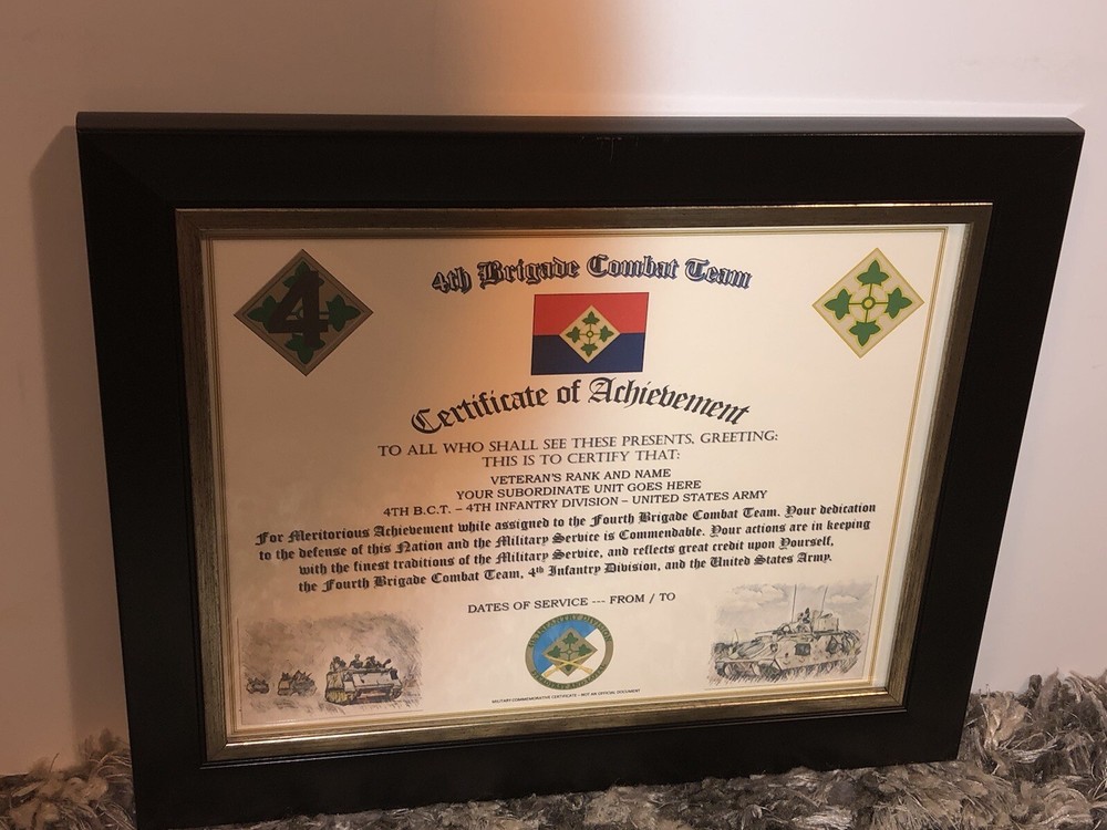 4TH B.C.T. / 4TH INFANTRY DIVISION (COMMEMORATIVE CERTIFICATE)