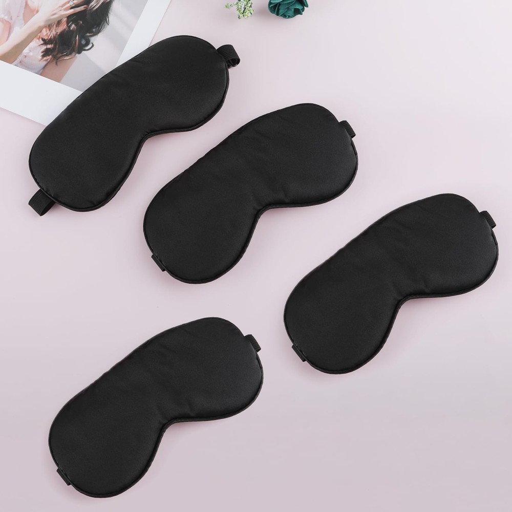 4 Pack Silky Sleep Mask Eye Covers Satin Blindfold with Adjustable Strap