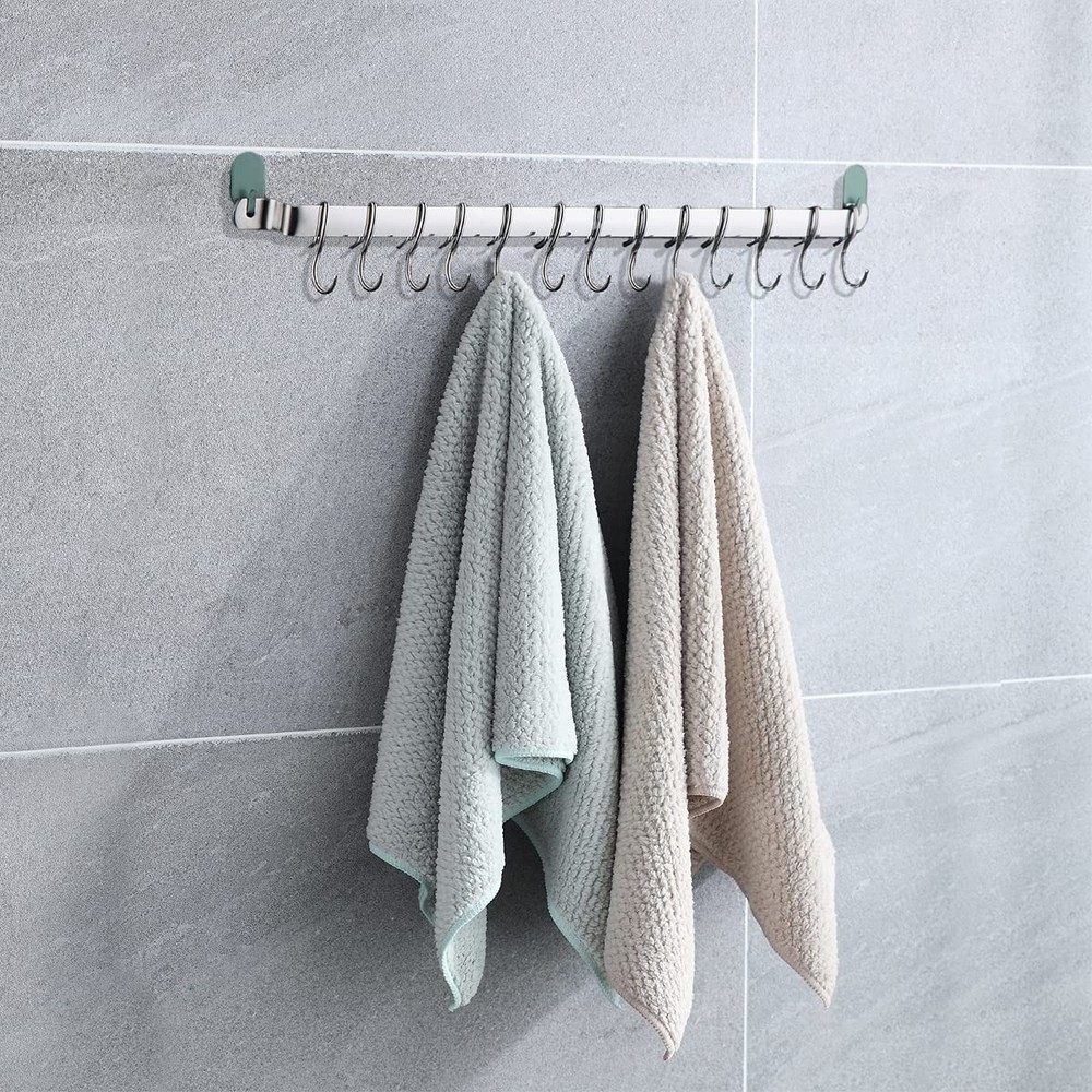 Kyraton Kitchen Utensil Rail Organizer - Wall Mounted Gourmet Rack 1.Silver