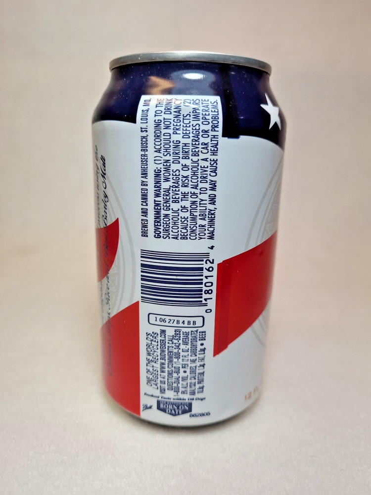 American Flag Budweiser 12oz Can - 2011? Red Tab