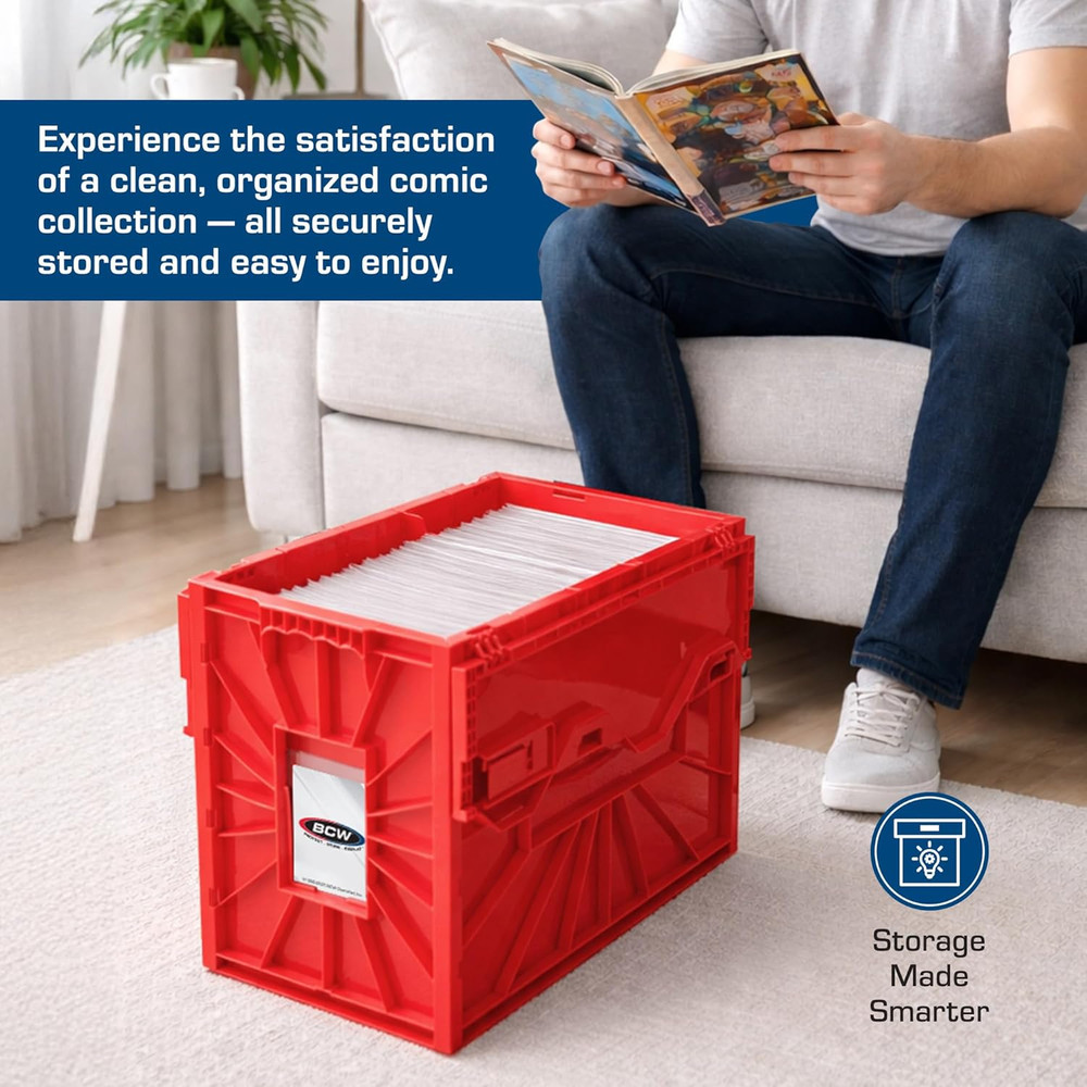 Short Comic Book Bin | Holds 150 Comics | Stackable Plastic Storage | Acid-Free