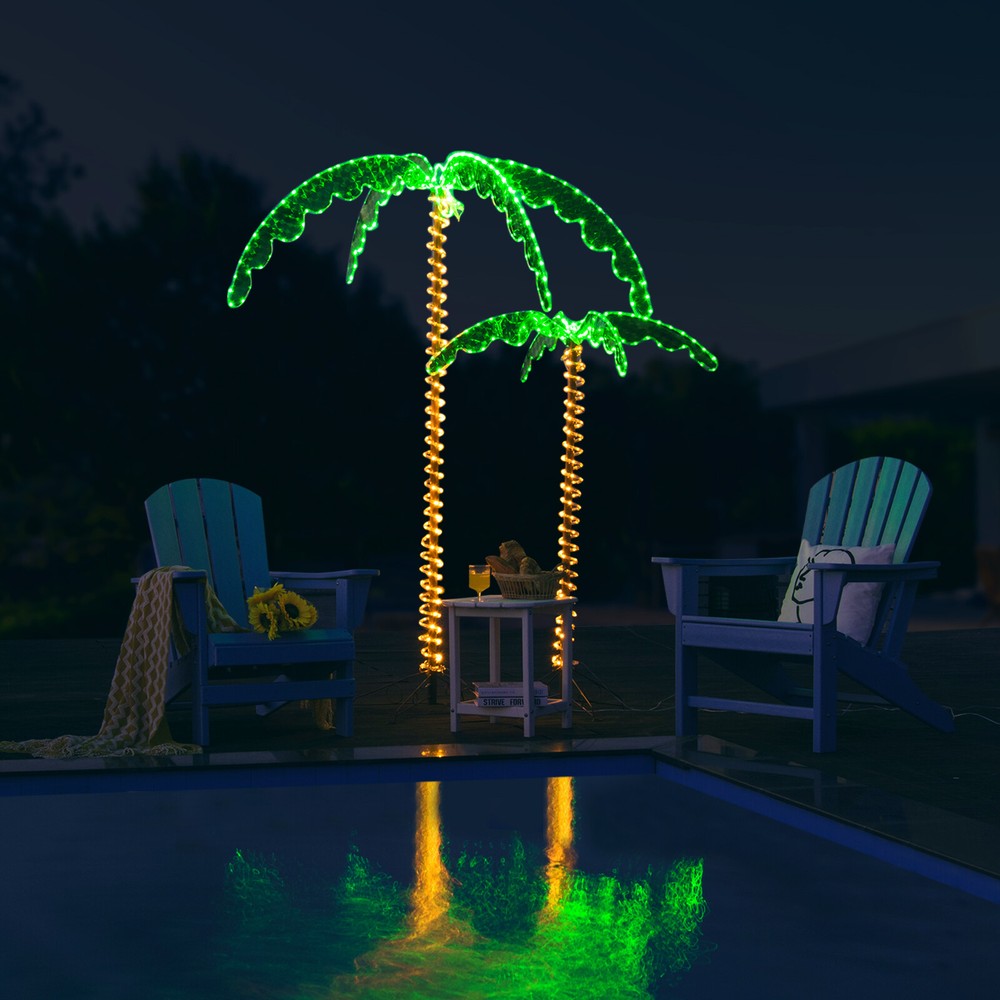 5 FT LED Rope Light Tropical Palm Tree Pre-Lit Artificial Palm Tree Decor